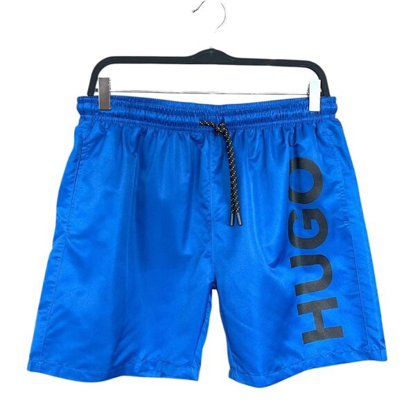 BOSS by Hugo Boss Men's Quick-Drying Large Contrast Logo Swim Shorts Blue Size L - Picture 1 of 6
